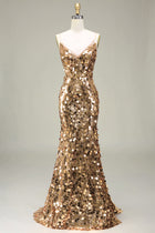 Allegra Sequin Dress with Fine Straps and Rose Gold Finish