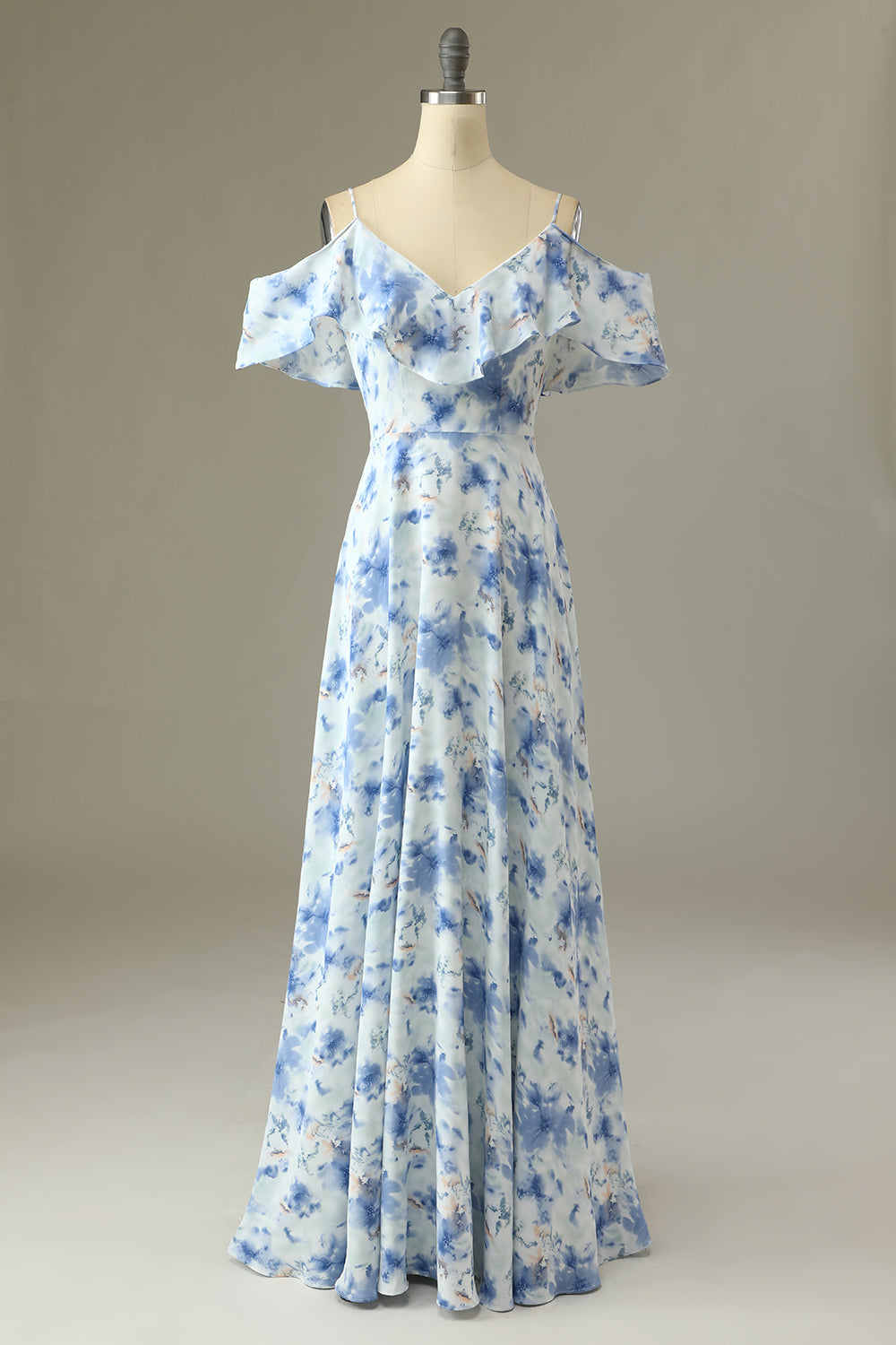 Abella Floral Off-Shoulder Tea Length Bridesmaid Dress