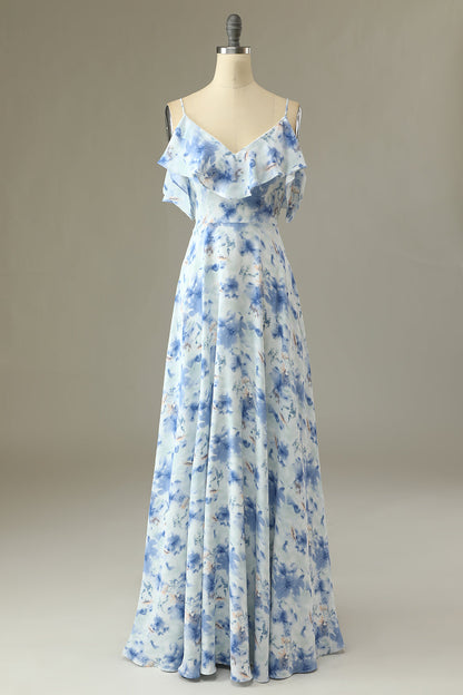 Abella Floral Off-Shoulder Tea Length Bridesmaid Dress