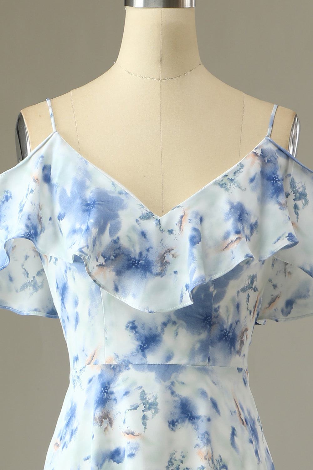 Abella Floral Off-Shoulder Tea Length Bridesmaid Dress