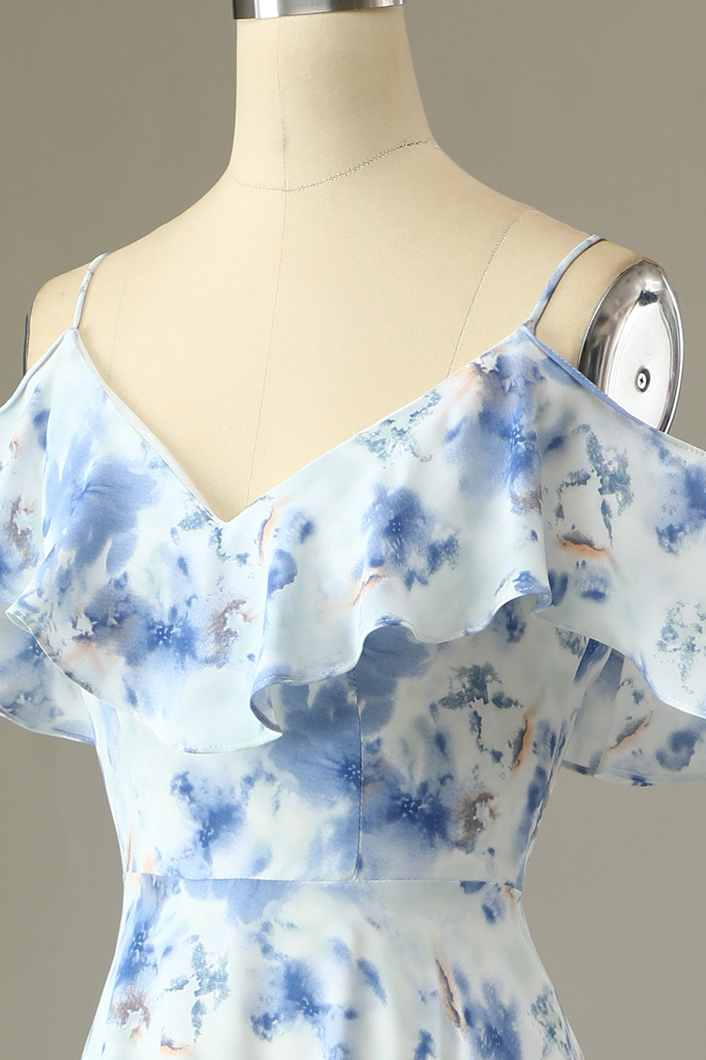 Abella Floral Off-Shoulder Tea Length Bridesmaid Dress