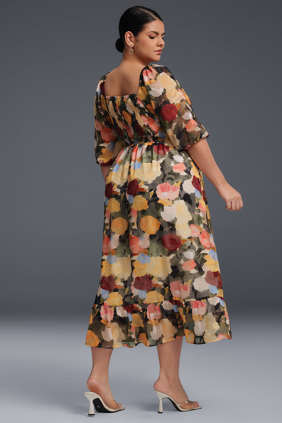 Alisha Draped Collar Floral Maxi Dress