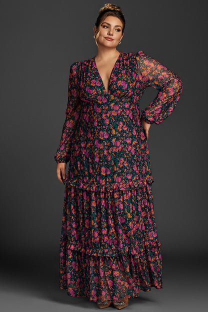 Quilla Floral Lantern Sleeve Maxi Dress