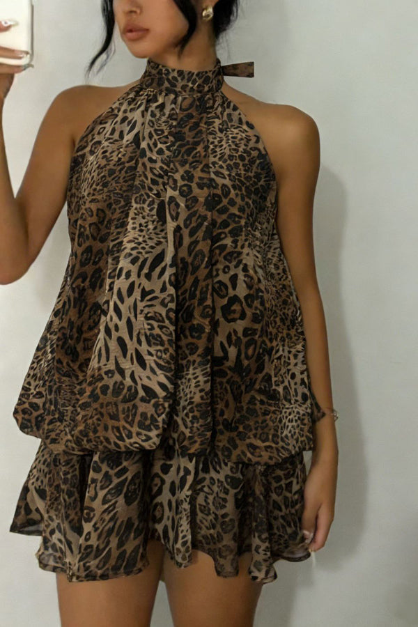 Nancy Chiffon Halter Mini Dress