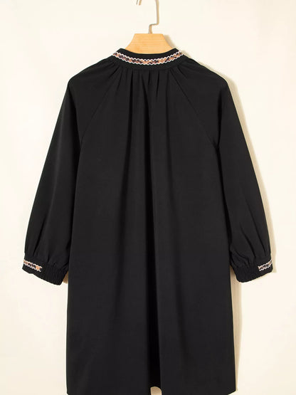 Opal Black Mini Dress with Contrast Trim and Shift Fit