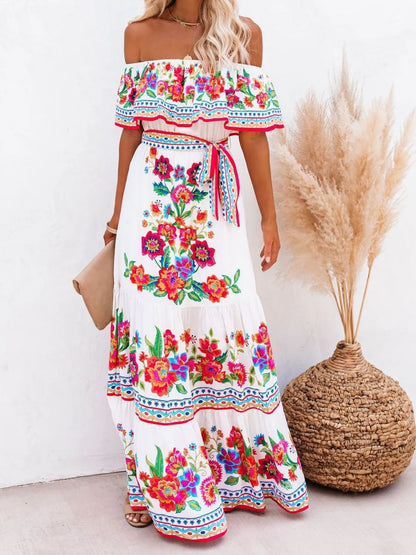 Adriana Floral Off-Shoulder Maxi Dress