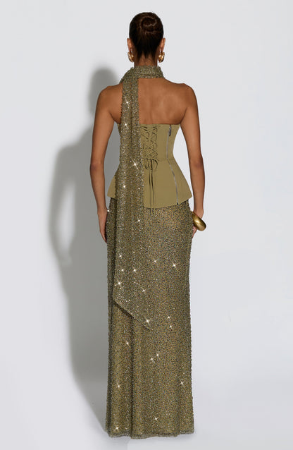 Camilla Skirt with Satin Finish and Column Cut