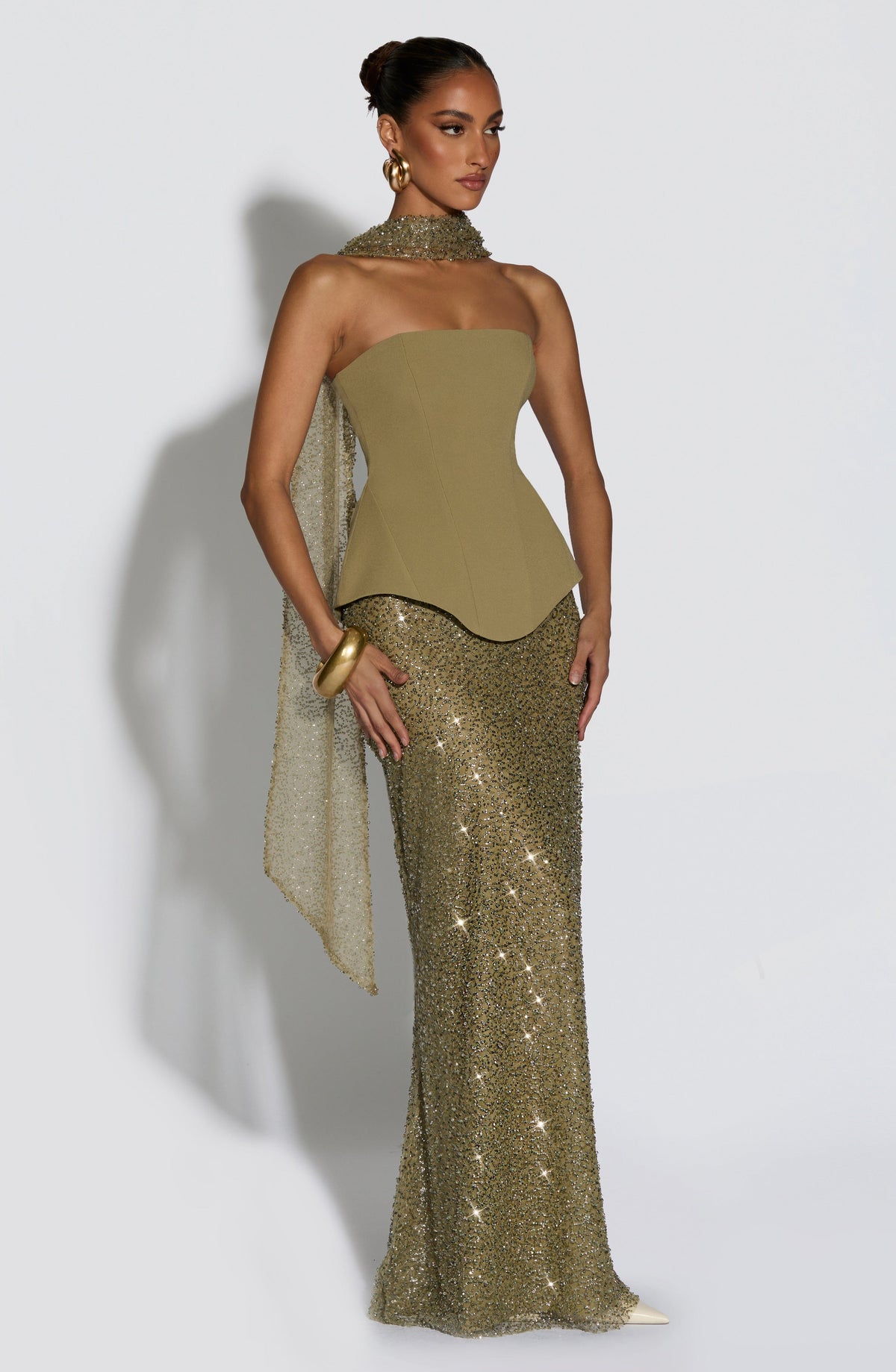 Camilla Skirt with Satin Finish and Column Cut