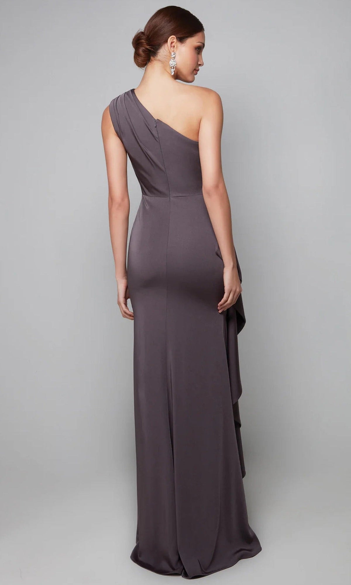 Clemence Evening Gown with One Shoulder and Draped Ruffle