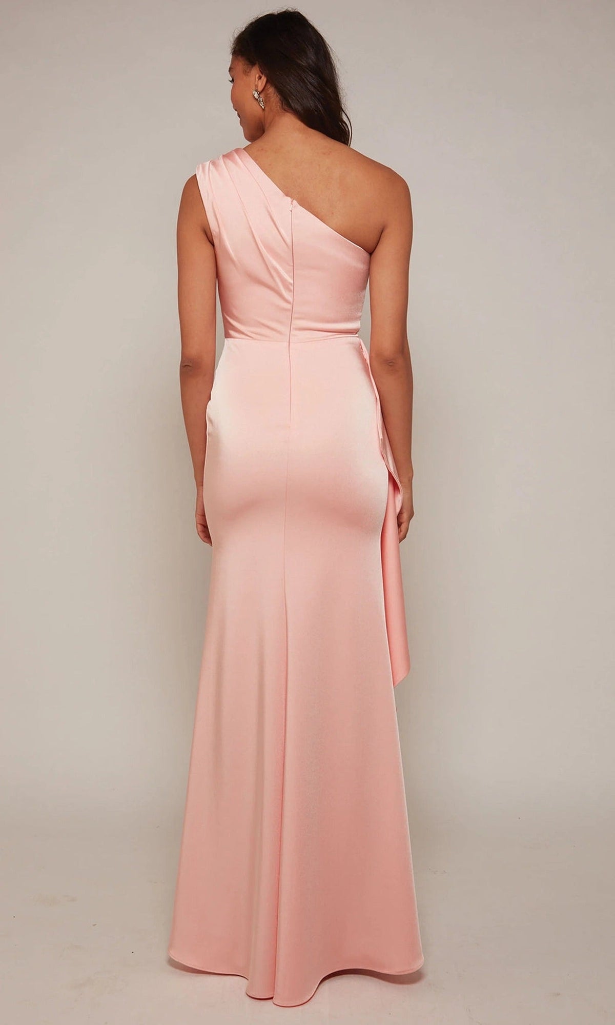 Clemence Evening Gown with One Shoulder and Draped Ruffle