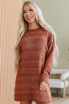 Xenia Sweater Dress with Cable Knit and Mock Neck