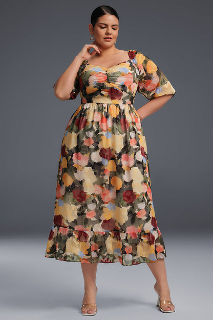 Alisha Draped Collar Floral Maxi Dress