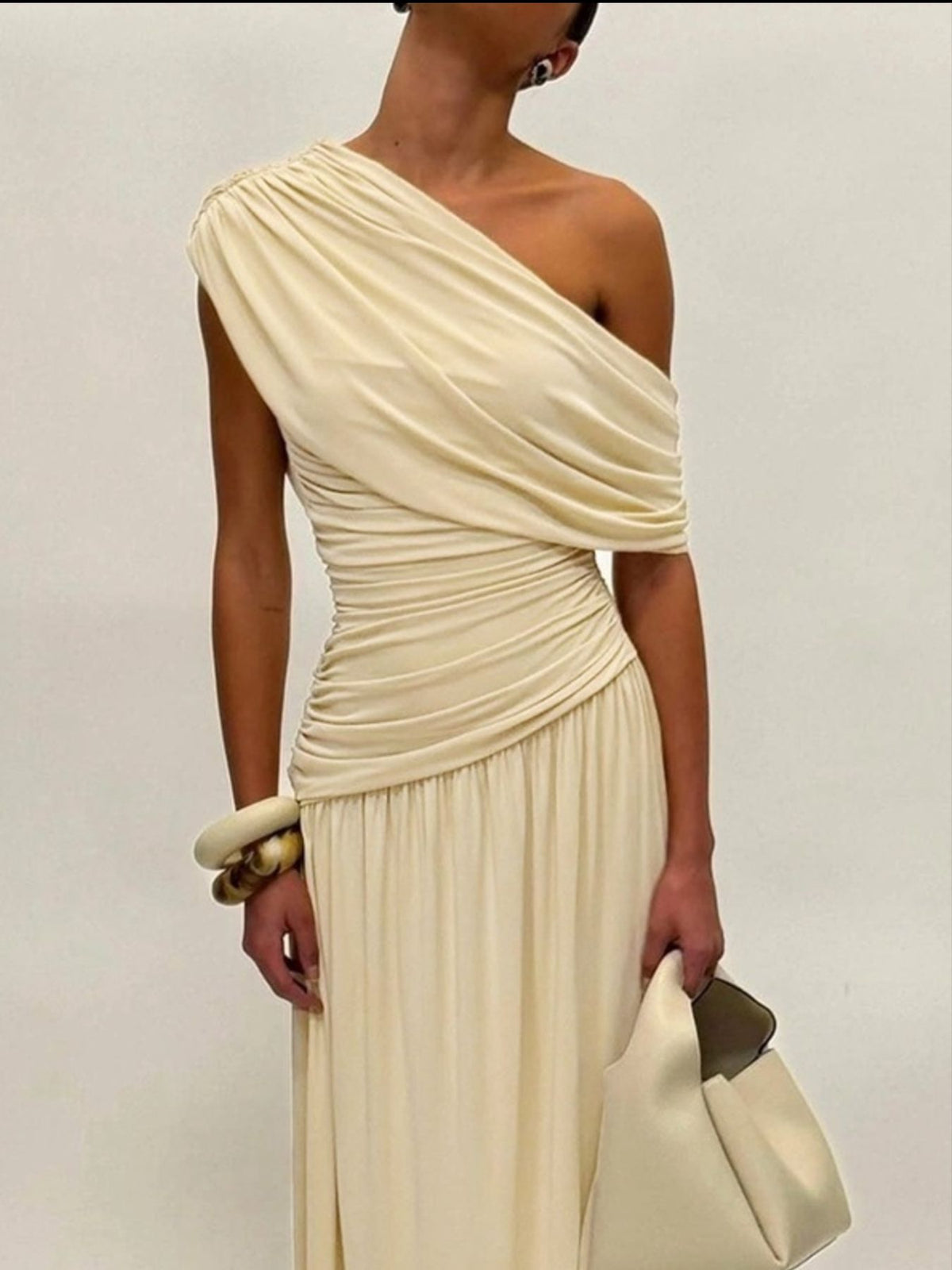 Fiorella One-Shoulder Ruched Maxi Dress