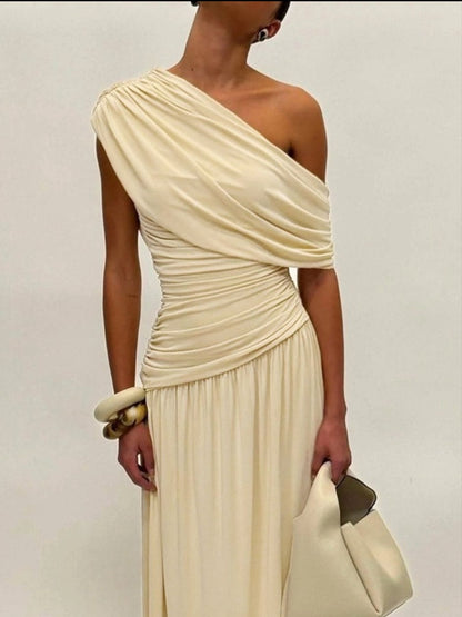 Fiorella One-Shoulder Ruched Maxi Dress