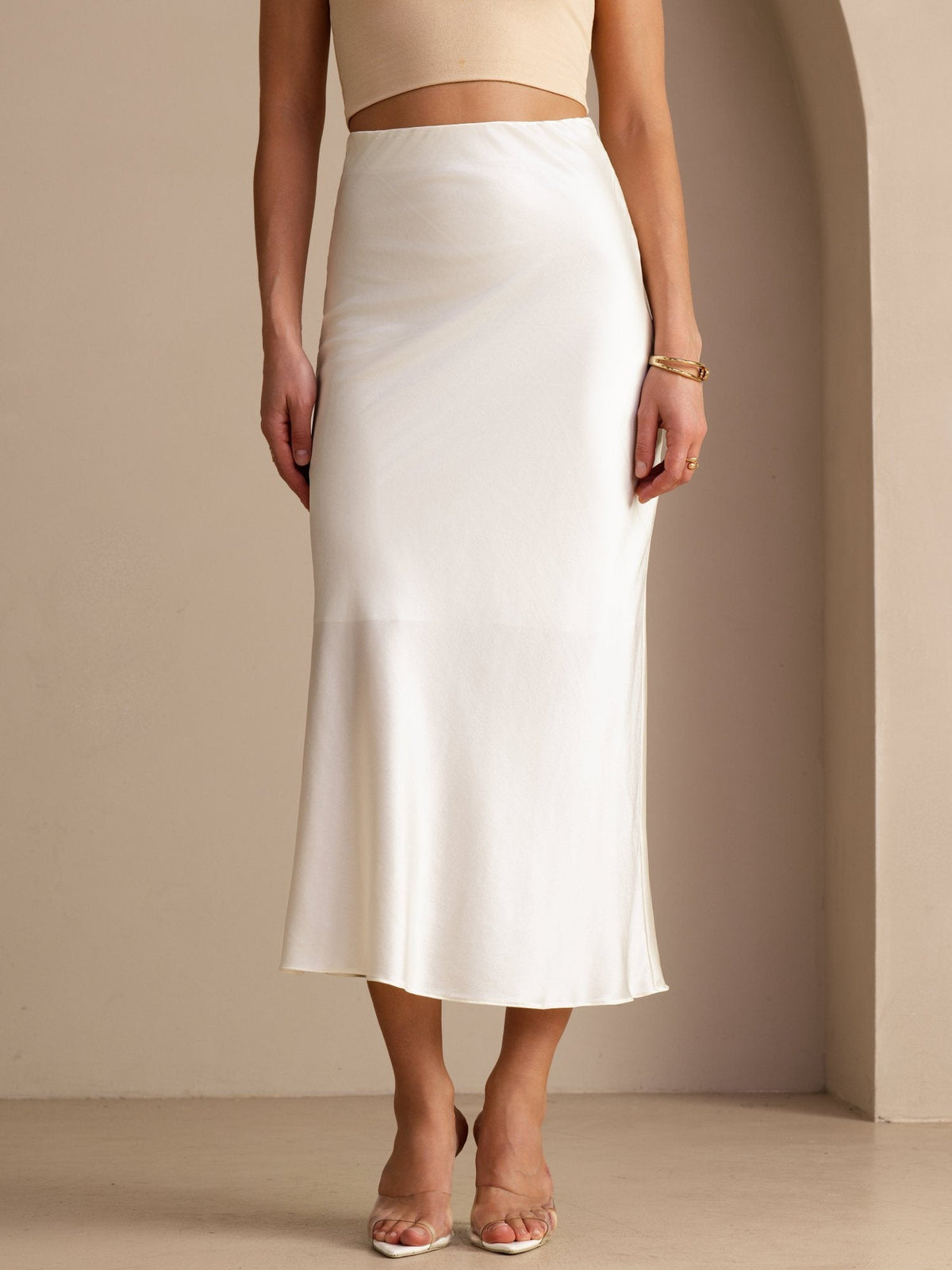 Francesca Silk Skirt with High Waist and Bias Cut