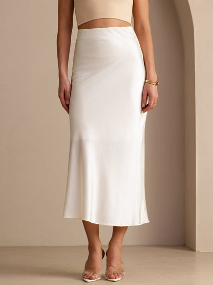 Francesca Silk Skirt with High Waist and Bias Cut