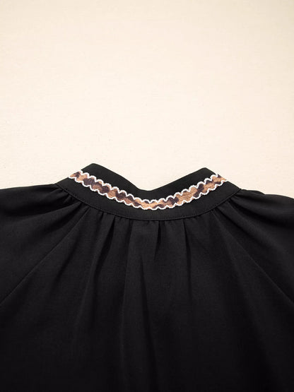 Opal Black Mini Dress with Contrast Trim and Shift Fit