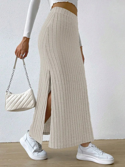 Adela Skirt with Ribbed Knit and High Waist