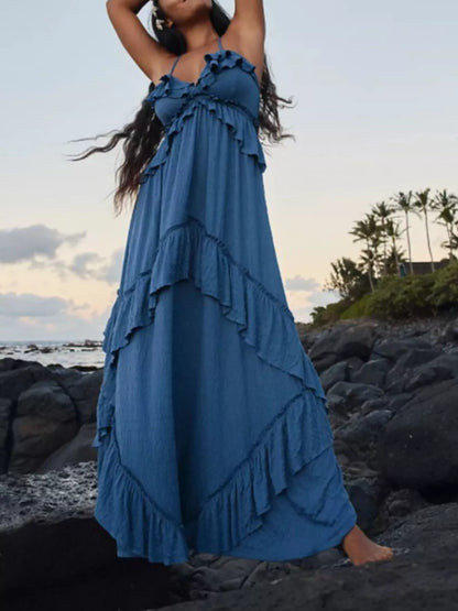 Elaine Ruffled Halter Maxi Dress