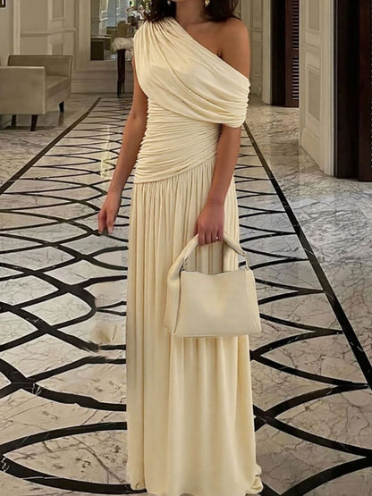 Fiorella One-Shoulder Ruched Maxi Dress