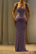 Willa Sequin Dress with Off-Shoulder Neck and Beading
