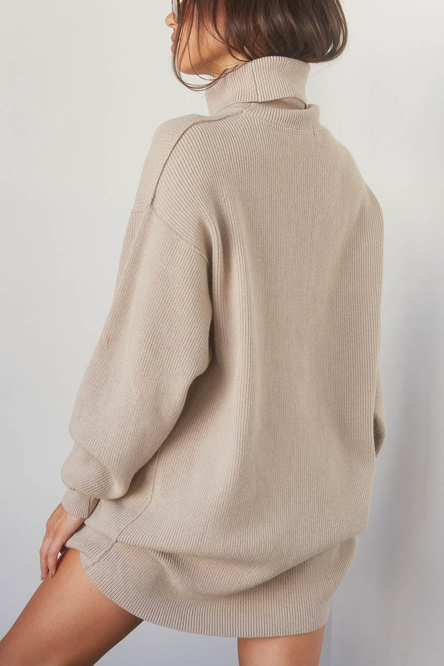 Iris Sweater Dress with Turtleneck and Drop Shoulders
