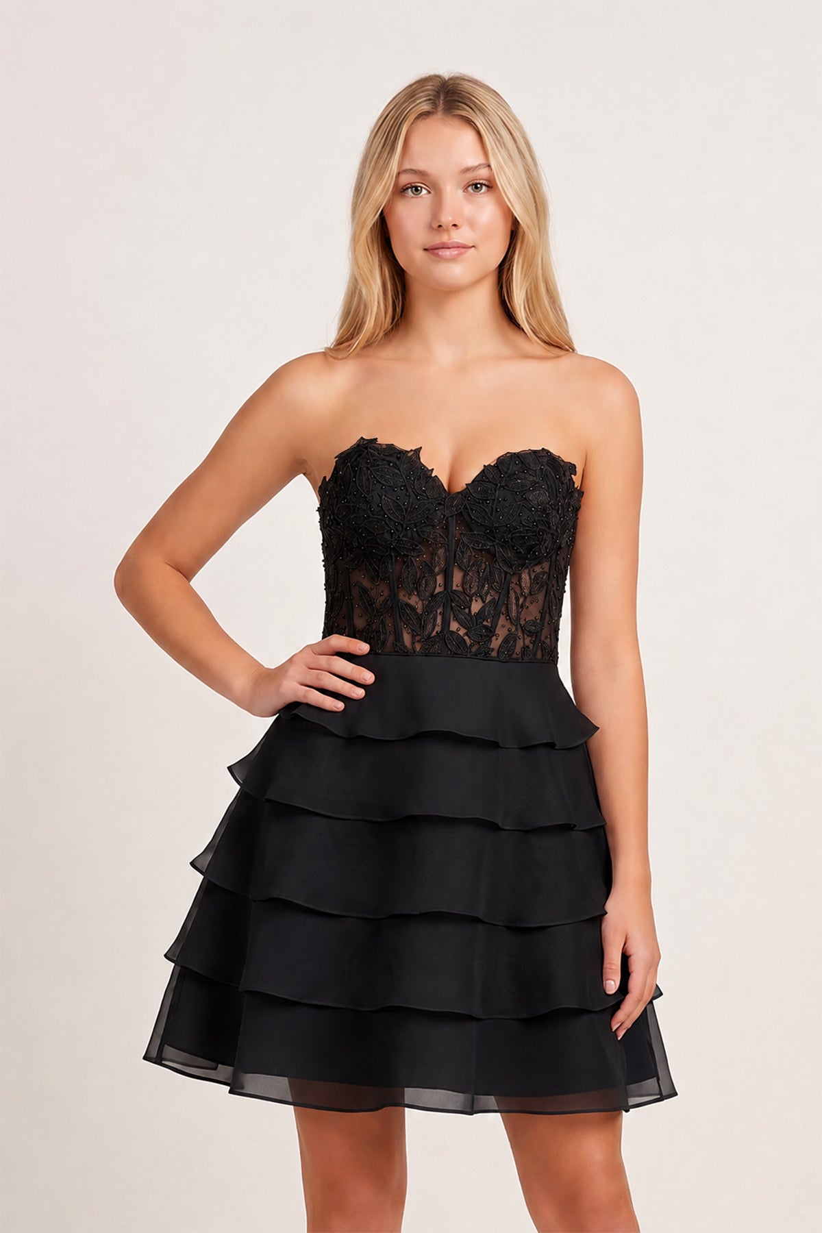 Leslie Tiered Corset Cocktail Dress