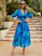 Amarante V-Neck Crepe Midi Dress
