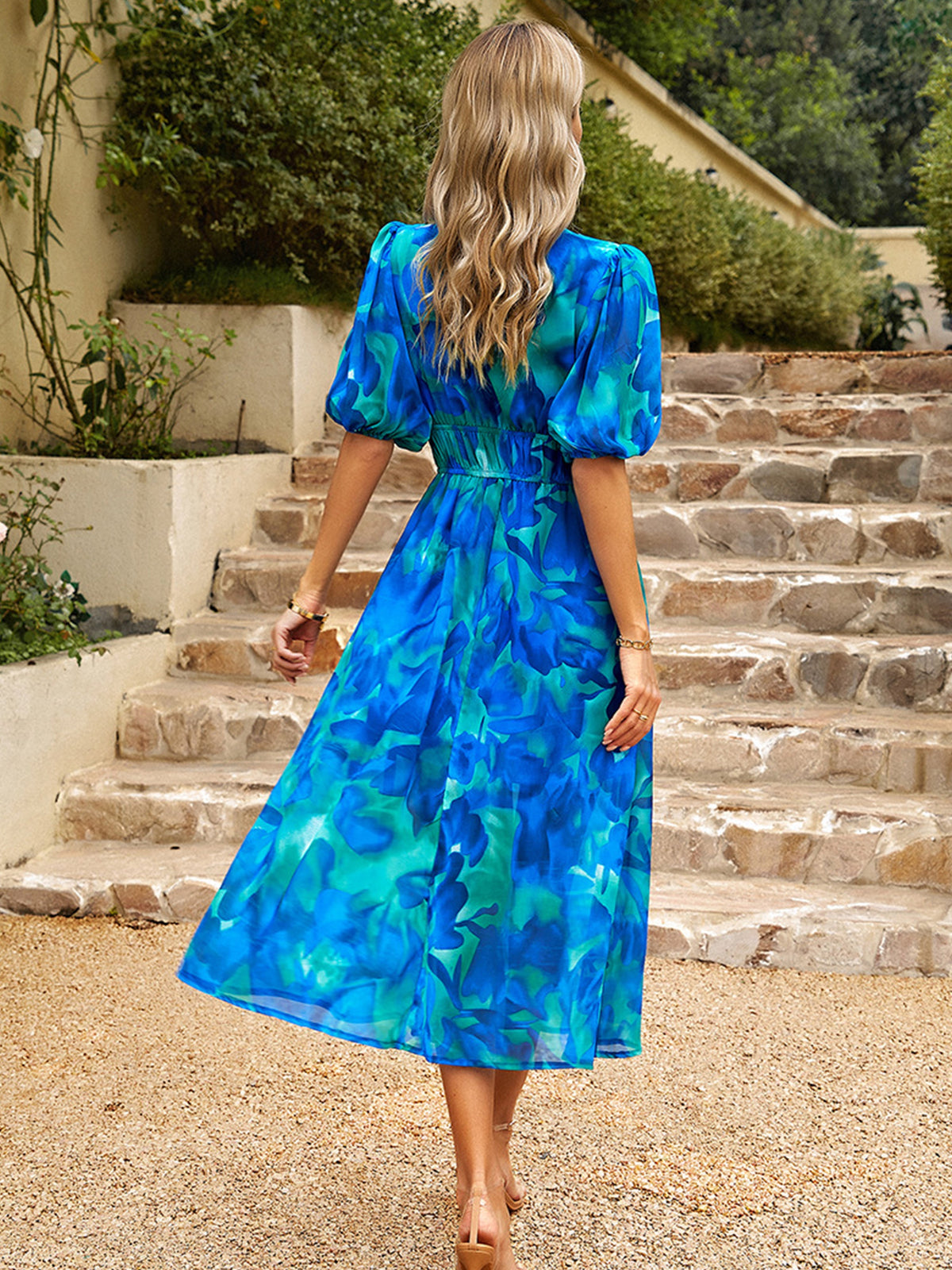 Amarante V-Neck Crepe Midi Dress