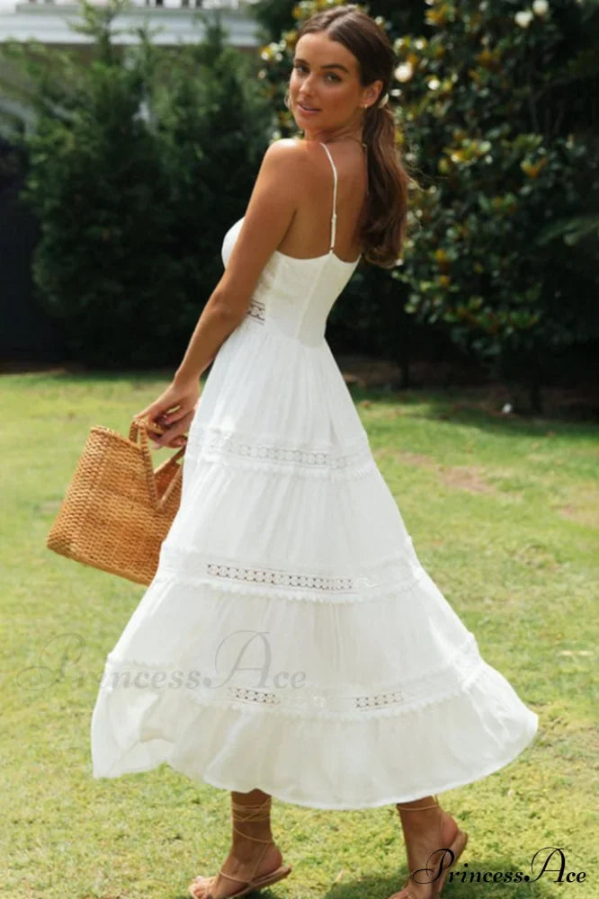 Clementina White Lace Maxi Dress