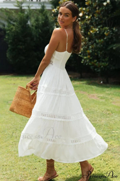 Clementina White Lace Maxi Dress