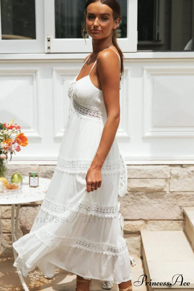 Clementina White Lace Maxi Dress