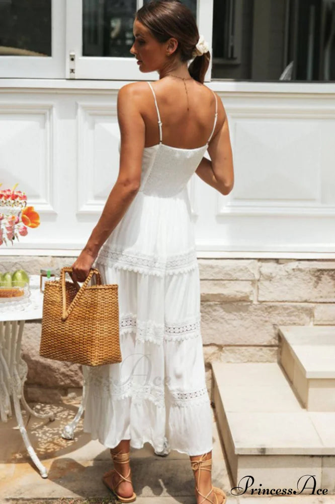 Clementina White Lace Maxi Dress