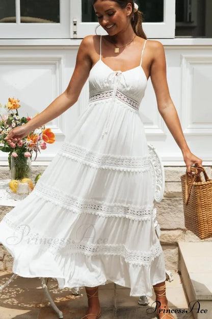 Clementina White Lace Maxi Dress