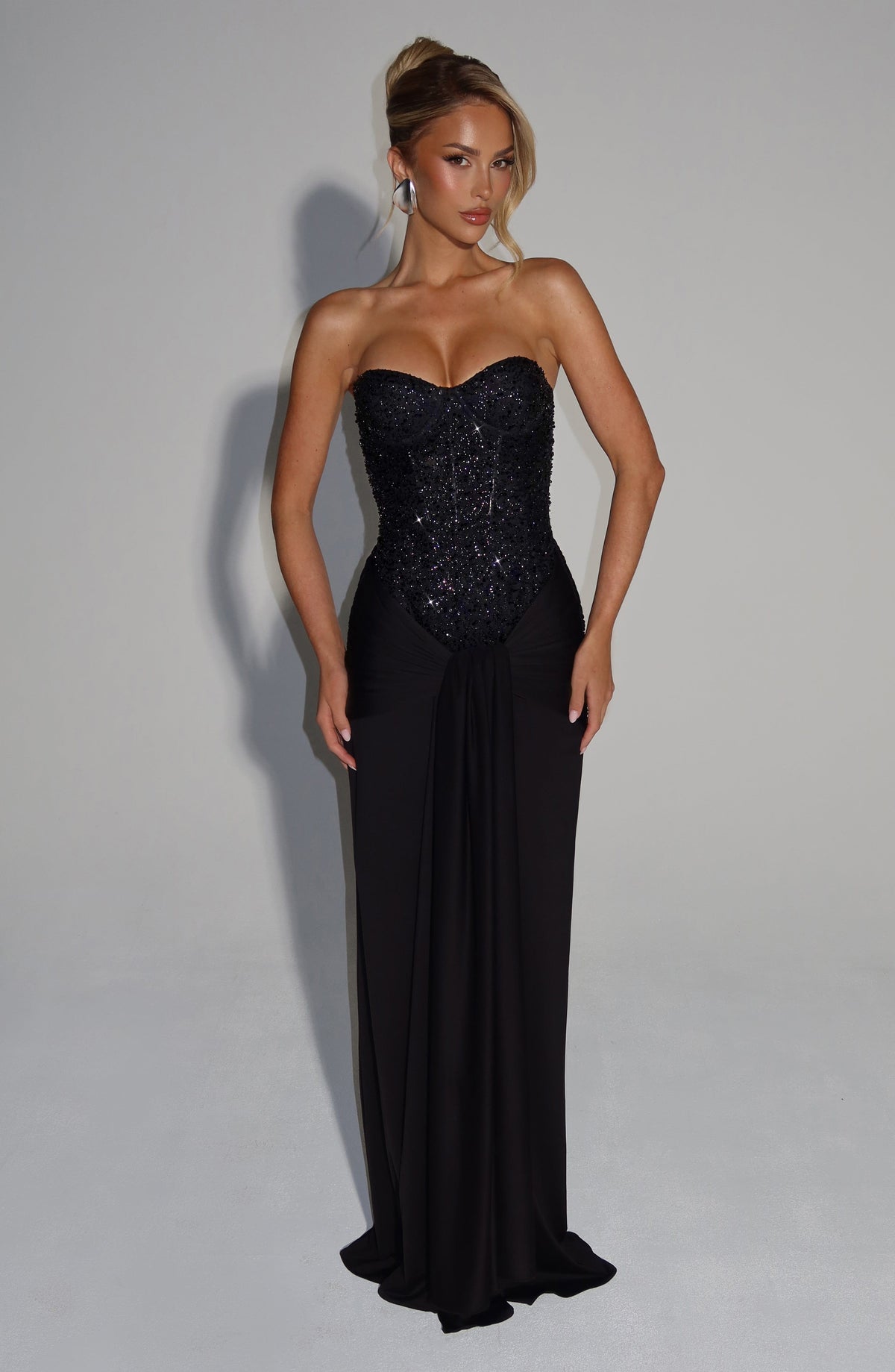 Carina Burgundy Satin Maxi Dress