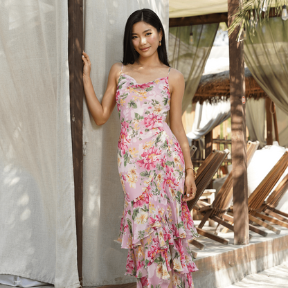Carmine Satin Maxi Dress