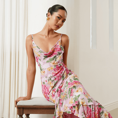 Carmine Satin Maxi Dress