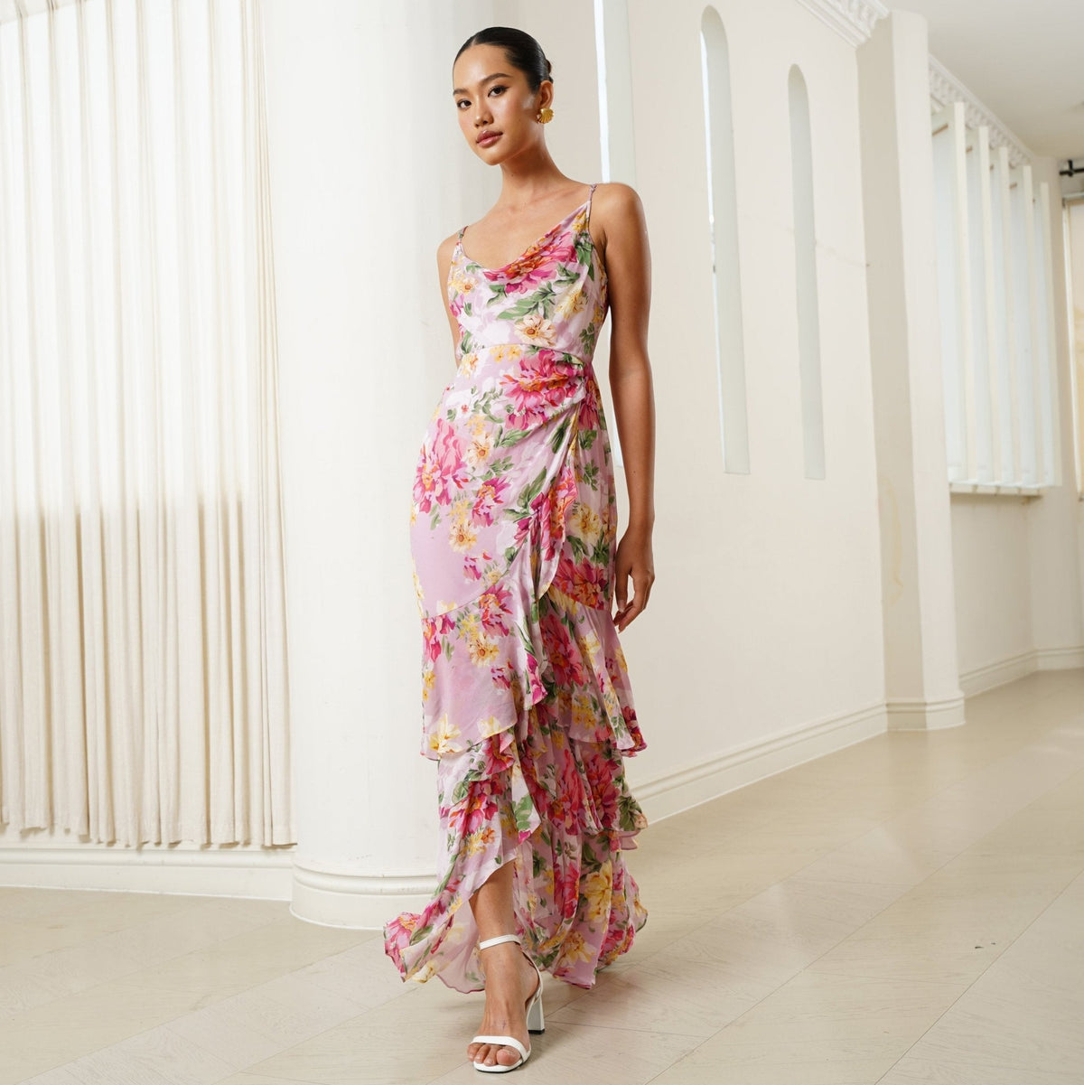 Carmine Satin Maxi Dress