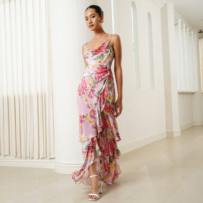Carmine Satin Maxi Dress