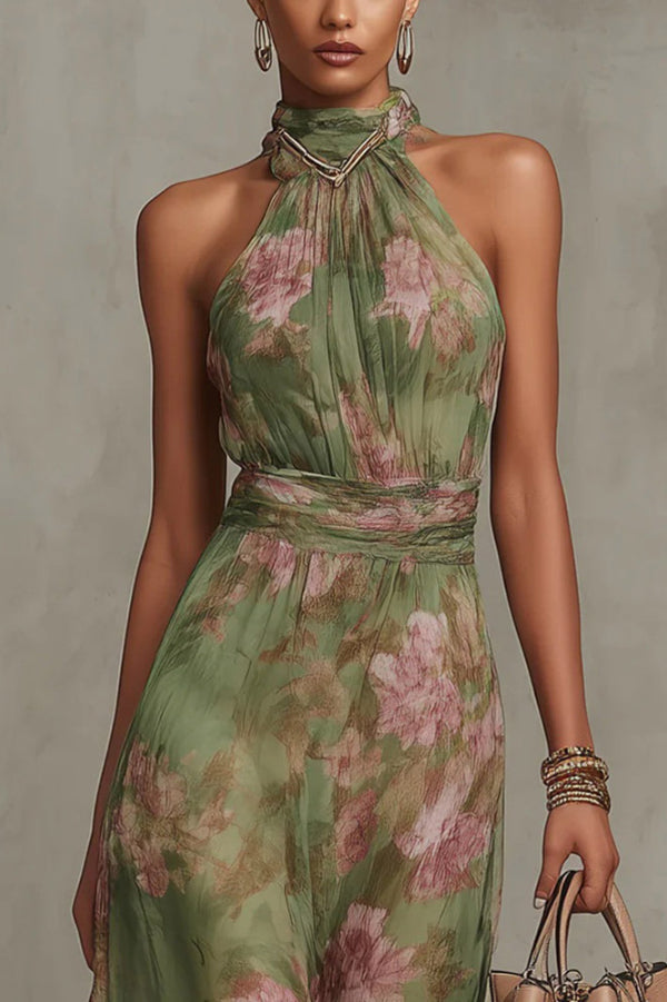 Doris Floral Halter Maxi Dress