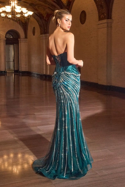 Maelle Formal Dress with Beaded Corset and Mermaid Hem