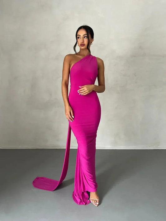 Consta Maxi Dress with a One-Shoulder Neckline