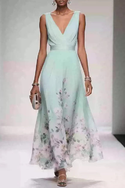 Leah A-Line Tea Length Chiffon Dress