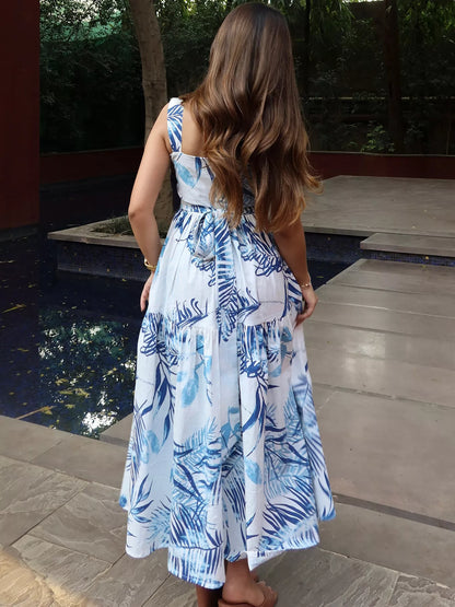 Eloisa Tropical Blue Maxi Dress
