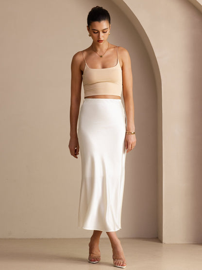 Francesca Silk Skirt with High Waist and Bias Cut
