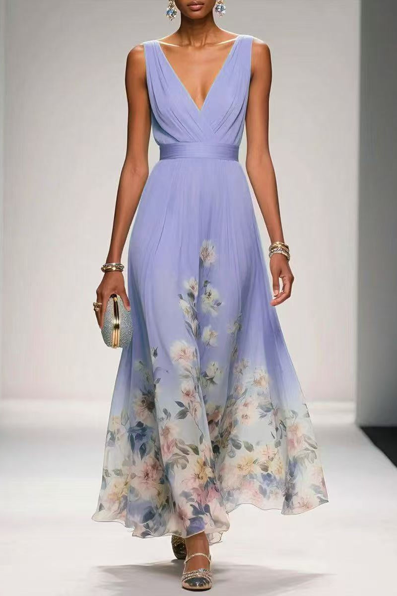 Leah A-Line Tea Length Chiffon Dress