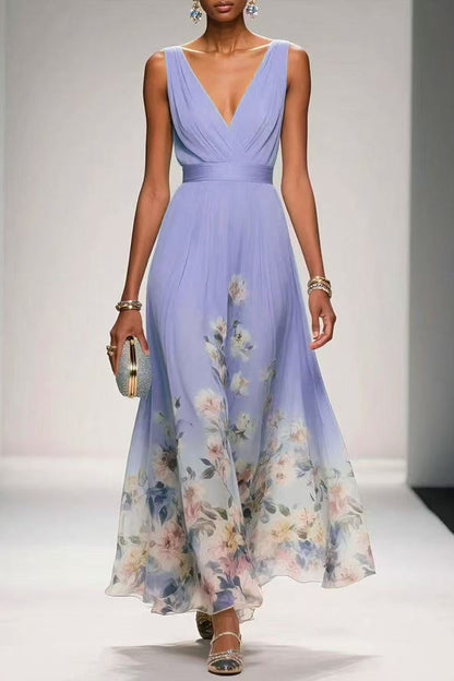 Leah A-Line Tea Length Chiffon Dress