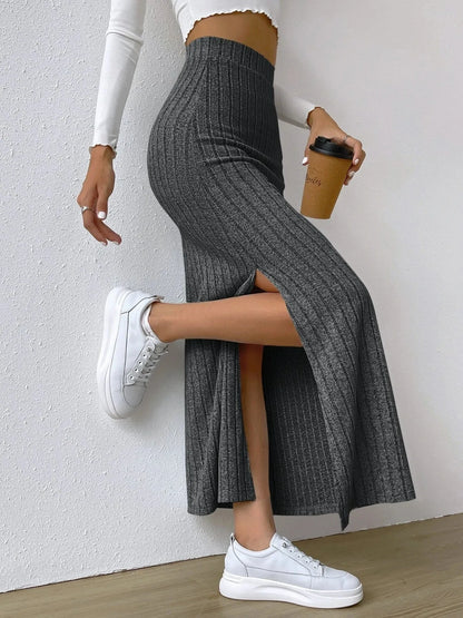 Adela Skirt with Ribbed Knit and High Waist