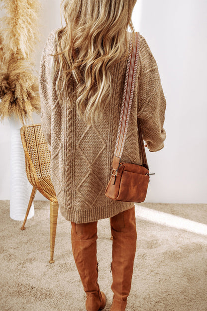 Wilma Sweater Dress with Drop Shoulders and Cable Knit