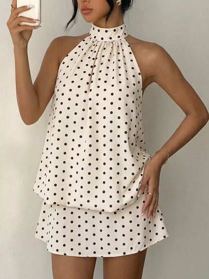 Mina Polka Dot Halter Mini Dress